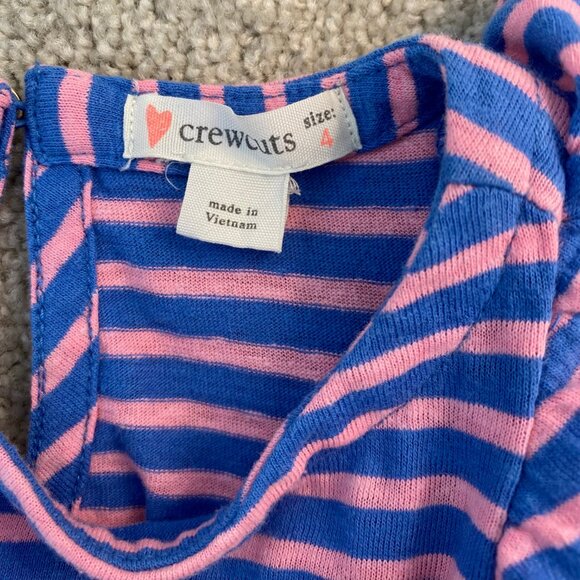 J. Crew Crewcuts Pink and Blue Striped Ruffle Dress Size 4 Girls - Picture 4 of 5